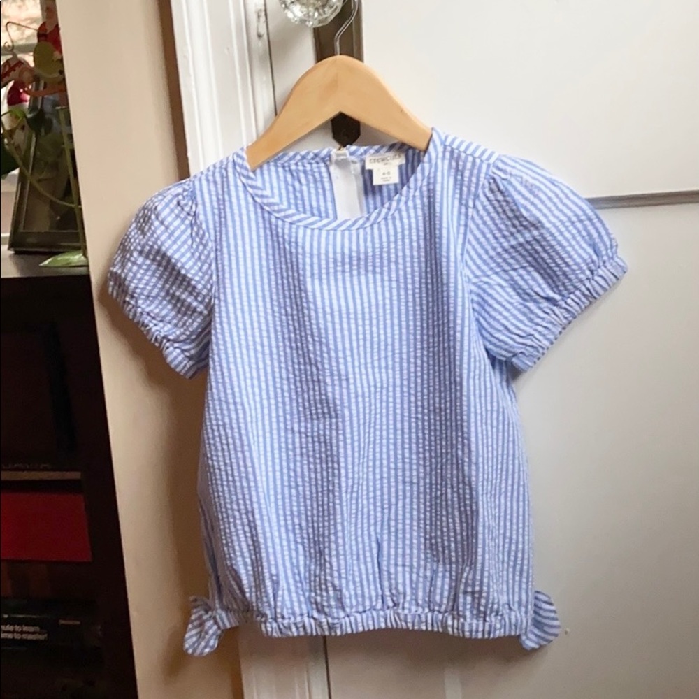 NWT Crewcuts Seersucker Short Sleeve Top Girls Size 4/5